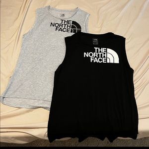 2 North Face Athletic Workout Tank Tops Grey and Black Women’s Large